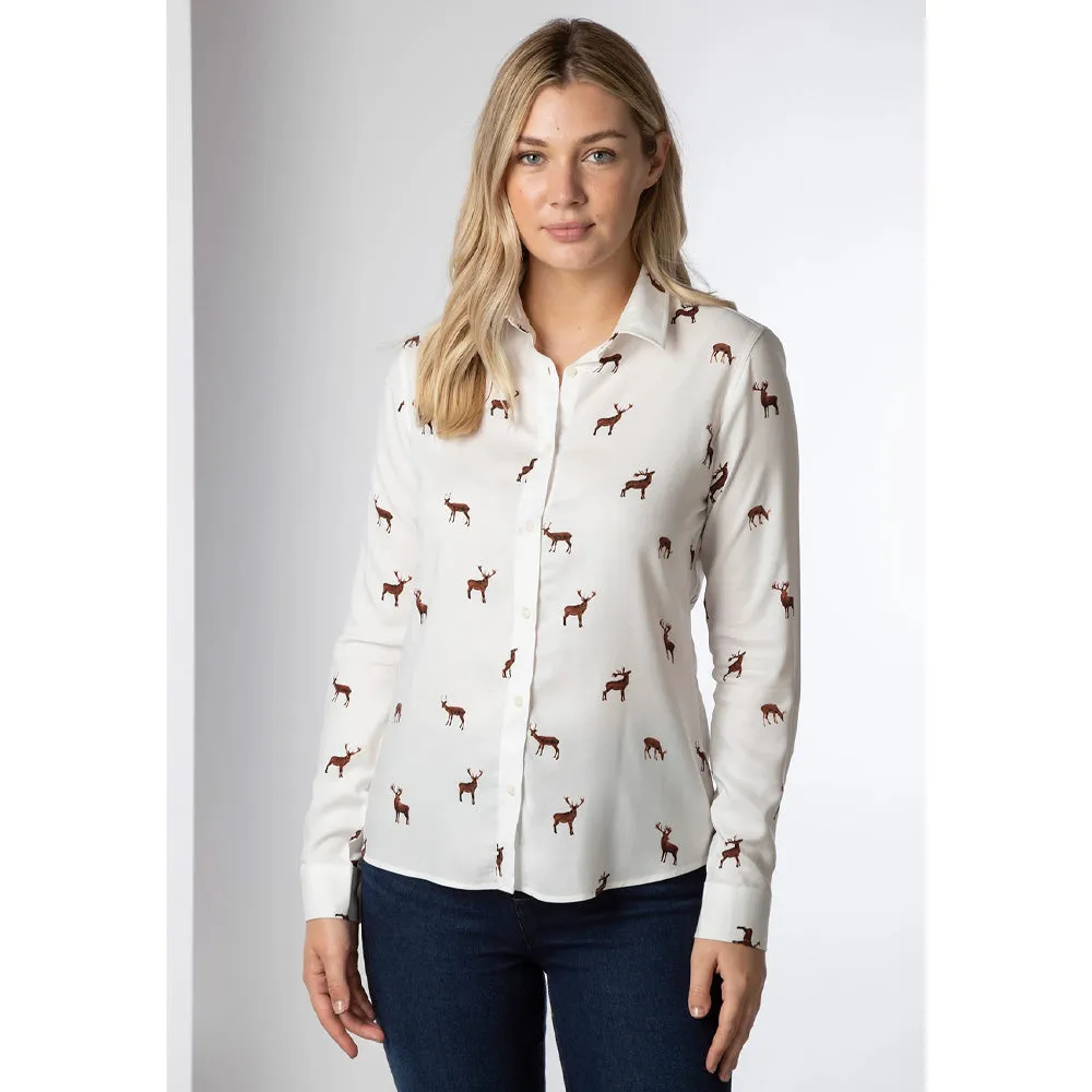 Ladies Printed Button Down Blouse