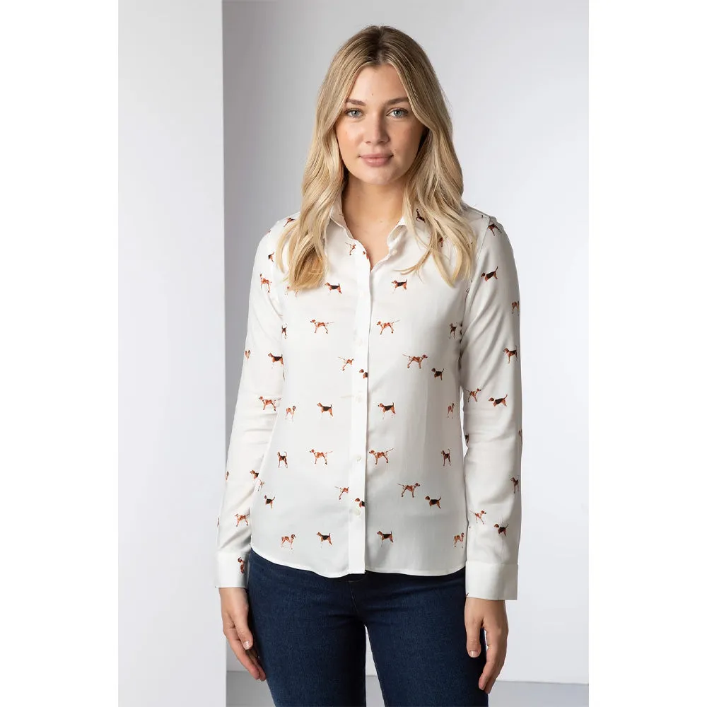 Ladies Printed Button Down Blouse