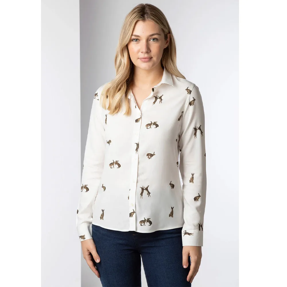 Ladies Printed Button Down Blouse