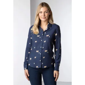 Ladies Printed Button Down Blouse