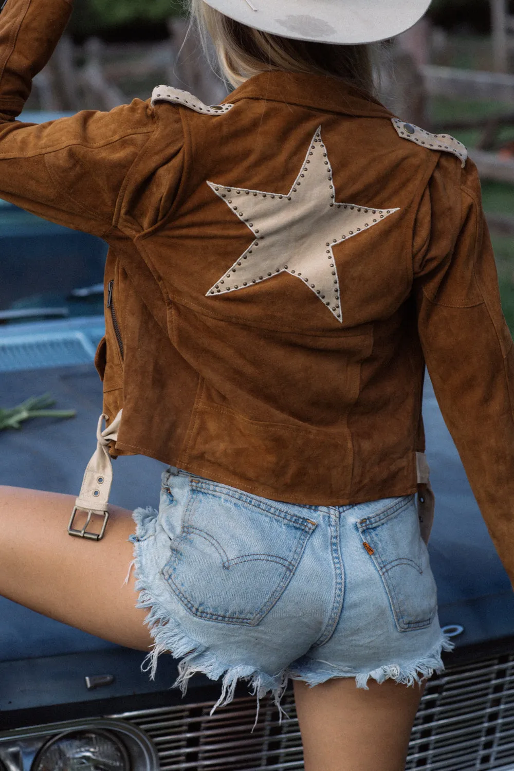 Lone Star Suede Biker Jacket - Tan