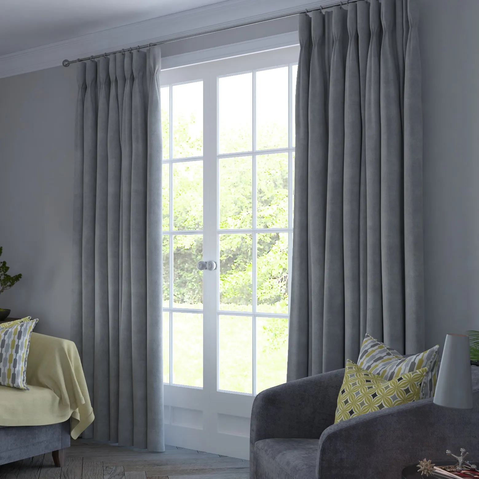 Matt Dove Grey Velvet Curtains