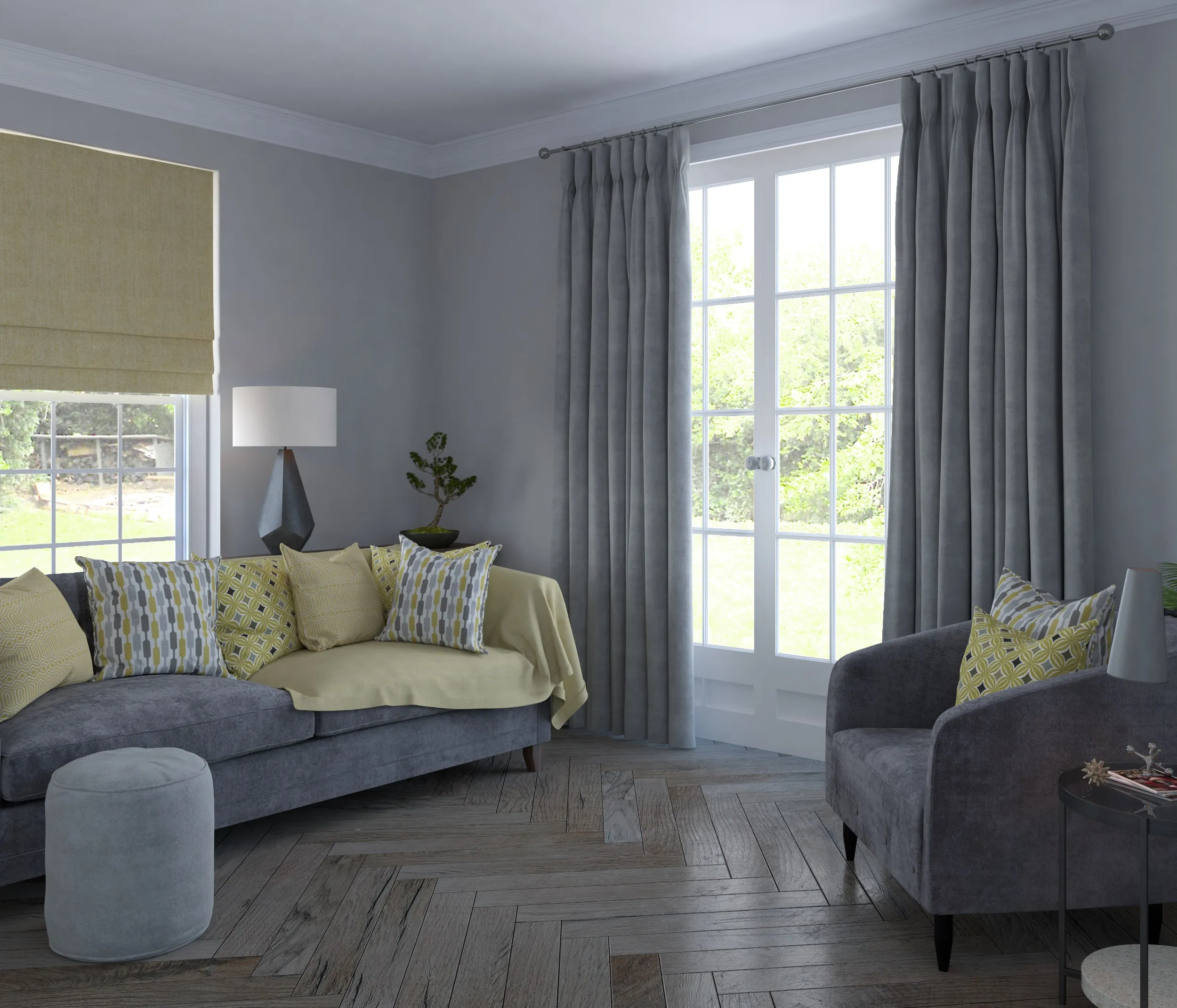 Matt Dove Grey Velvet Curtains