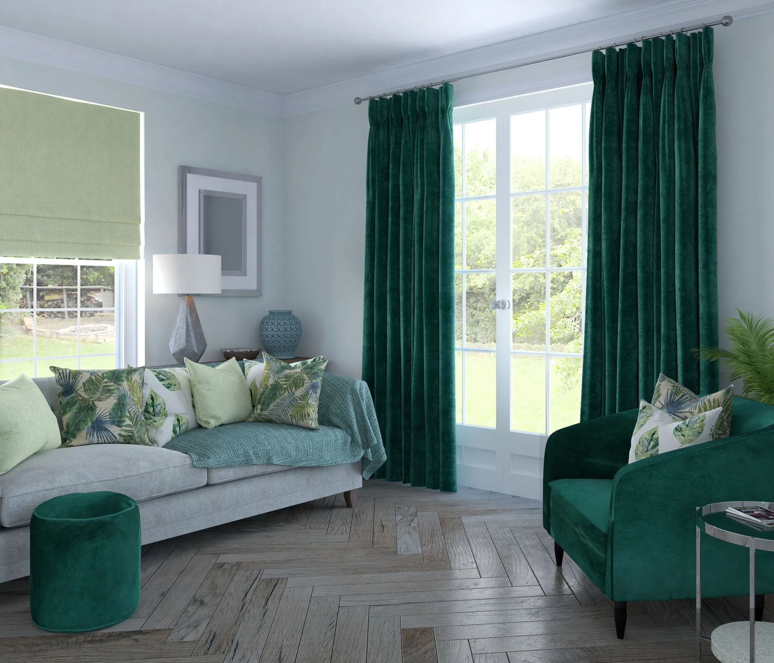 Matt Emerald Velvet Curtains