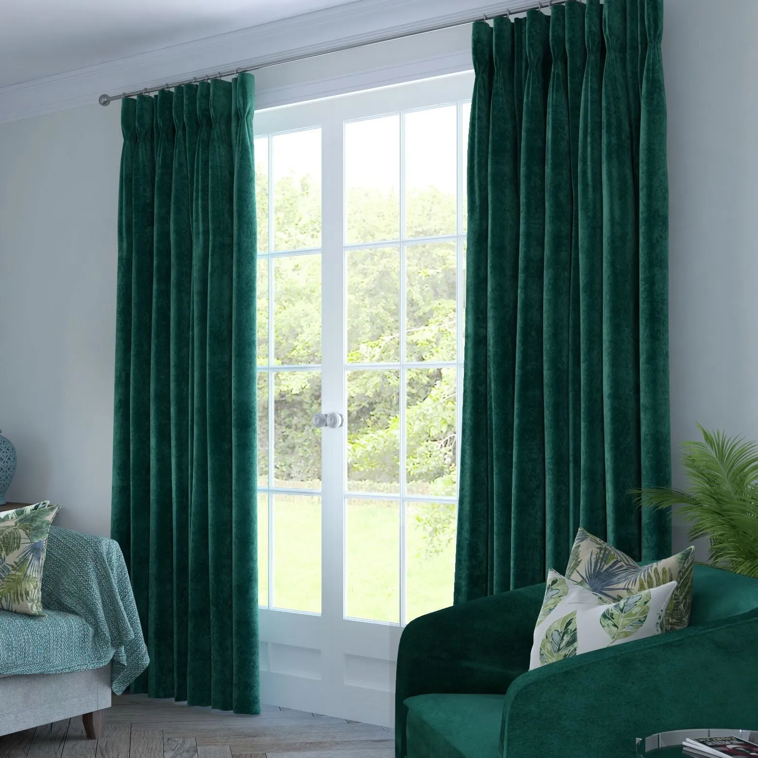 Matt Emerald Velvet Curtains