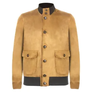 McKINNON & CO Suede Leather Bomber Jacket TAN/BROWN REG