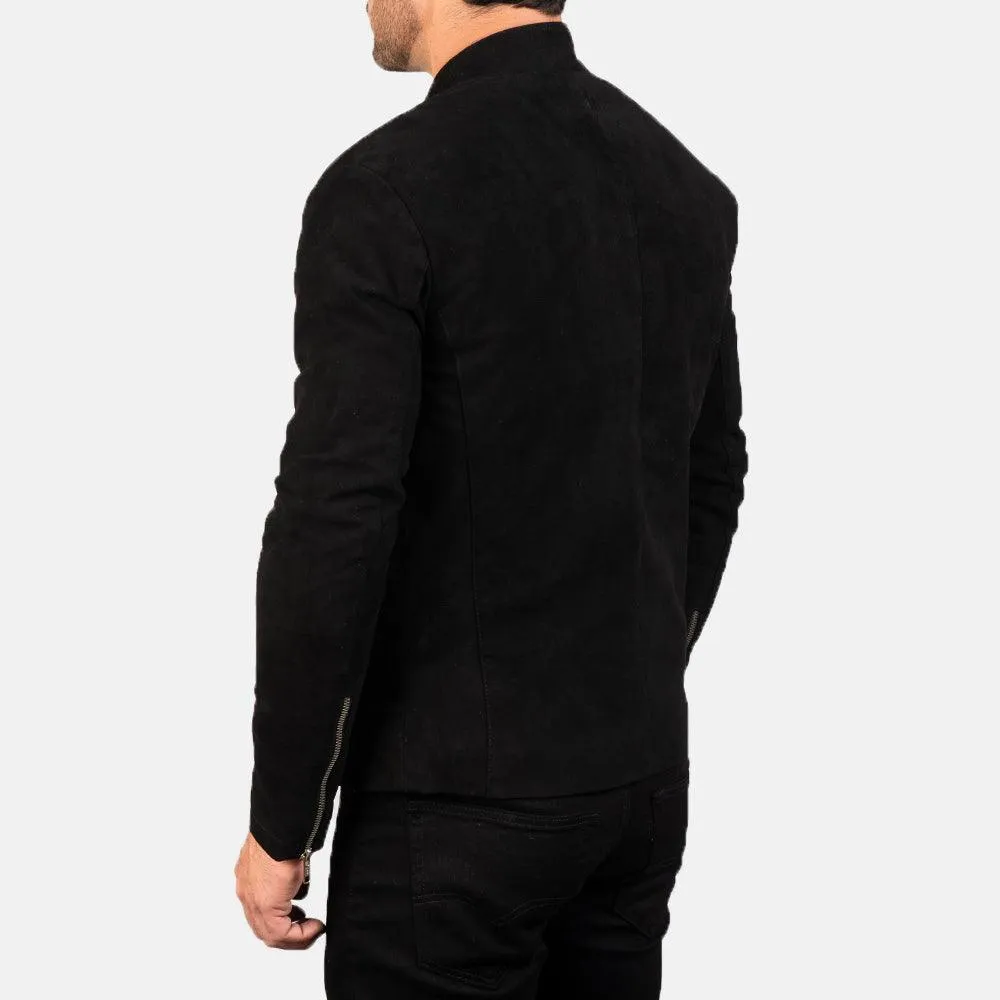 Mens Black Suede Biker Leather Jacket