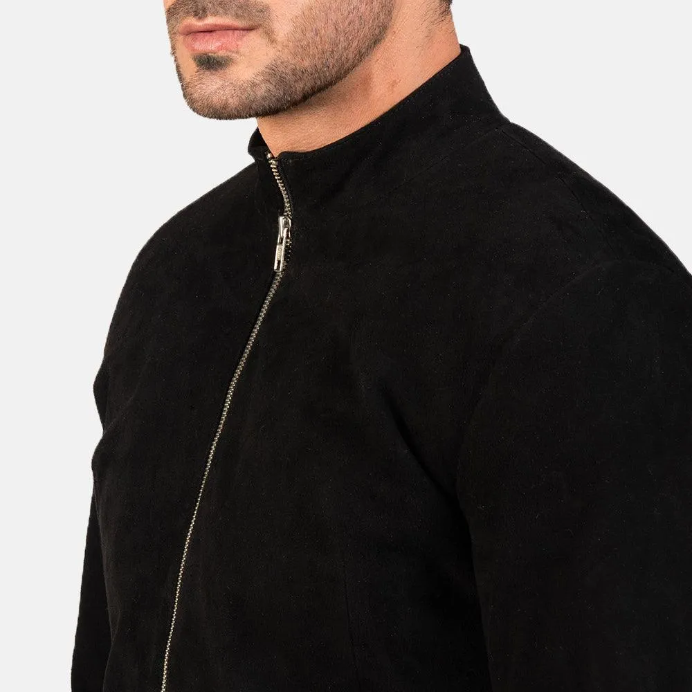 Mens Black Suede Biker Leather Jacket