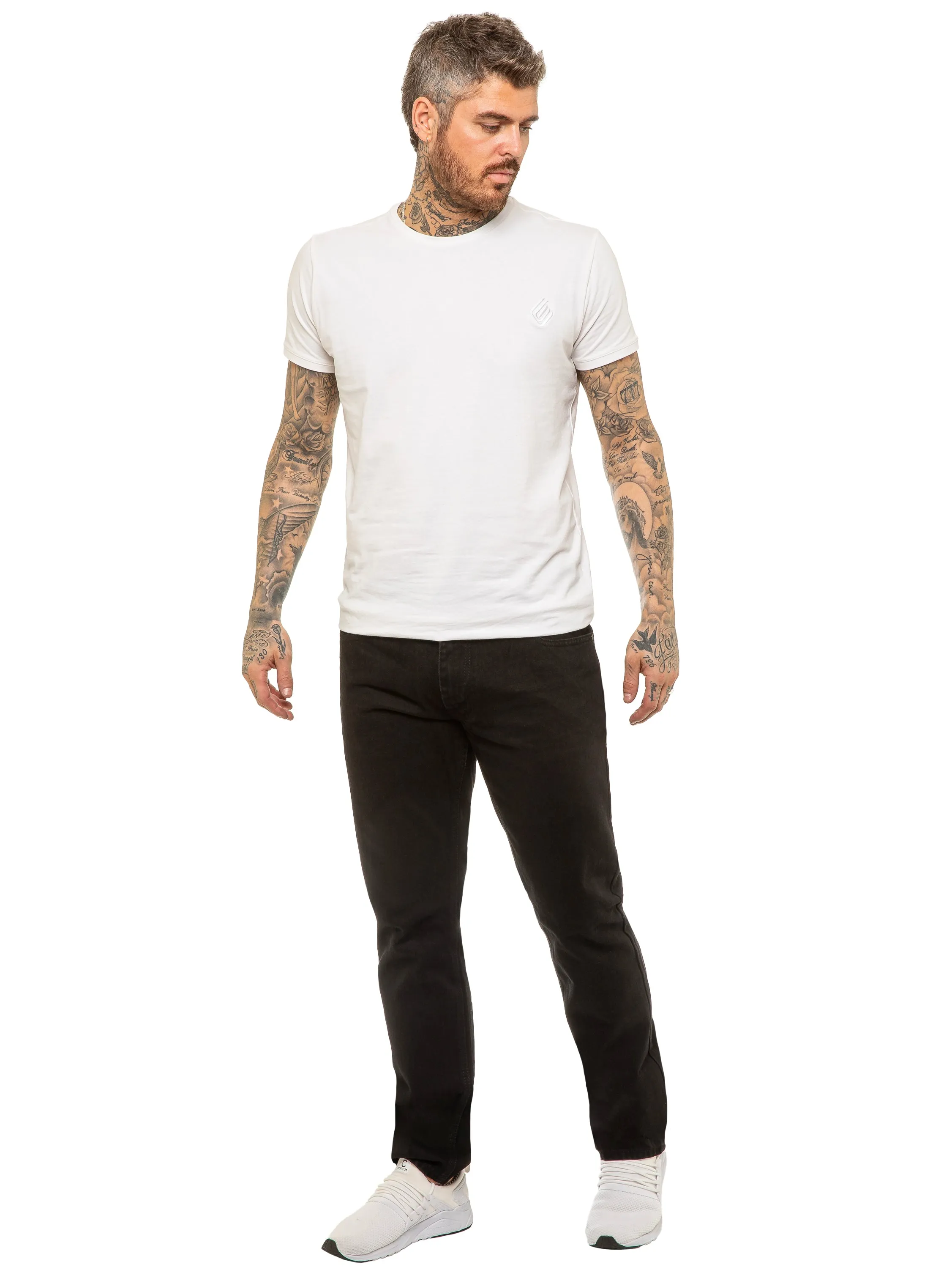 Mens Designer Regular Tapered Fit Denim Jeans | Enzo Designer Menswear