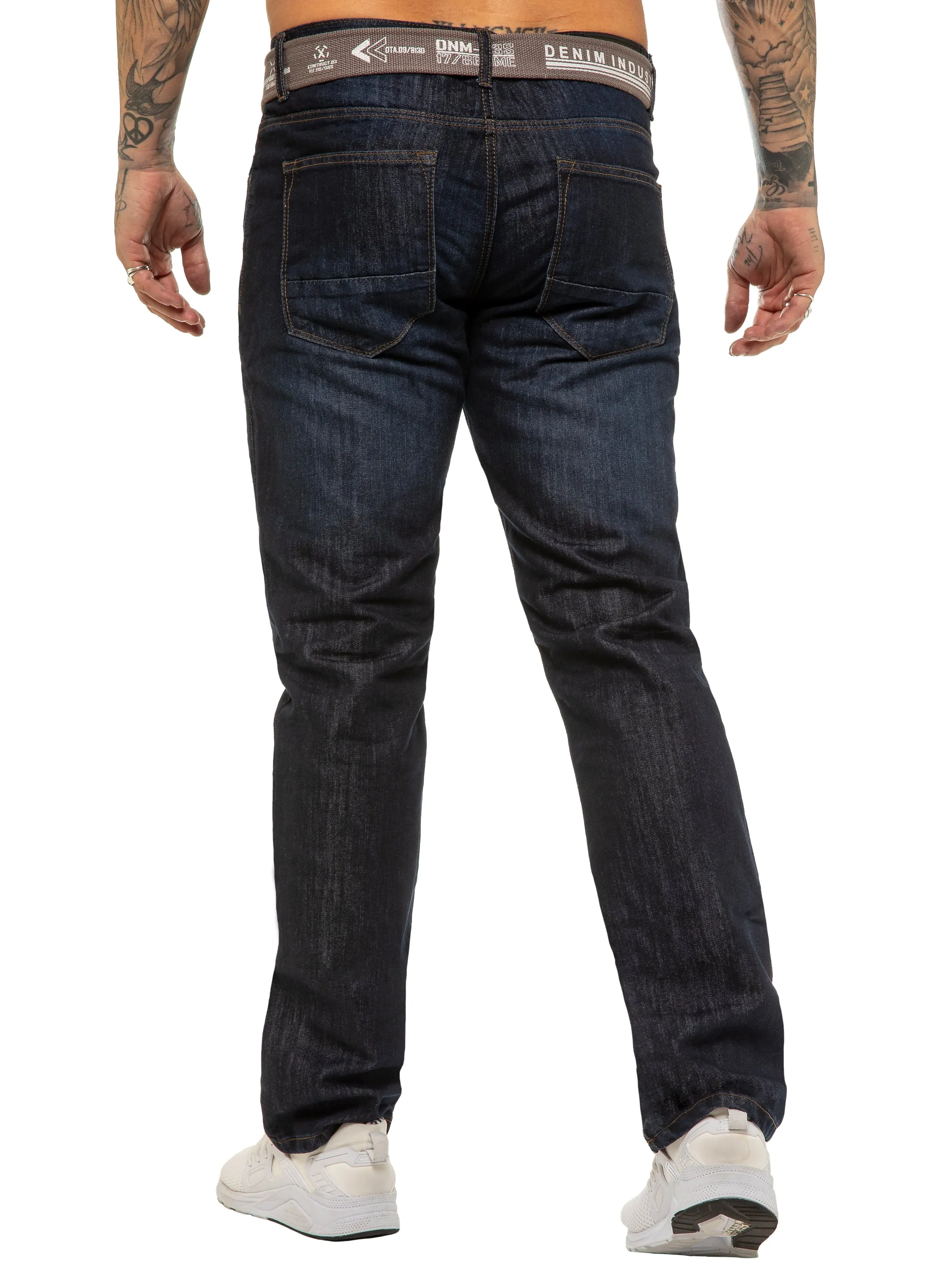 Mens Designer Regular Tapered Fit Denim Jeans | Enzo Designer Menswear