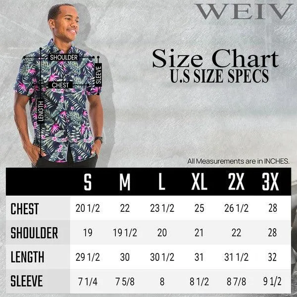 Mens Print Hawaiian Button Down Shirt WS7011