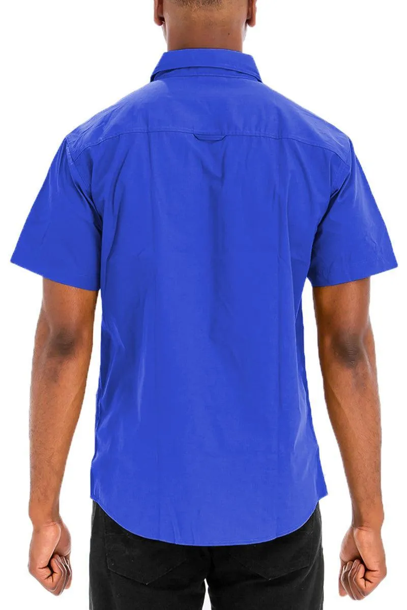 Mens Royal Blue Two Pocket Button Down Shirt