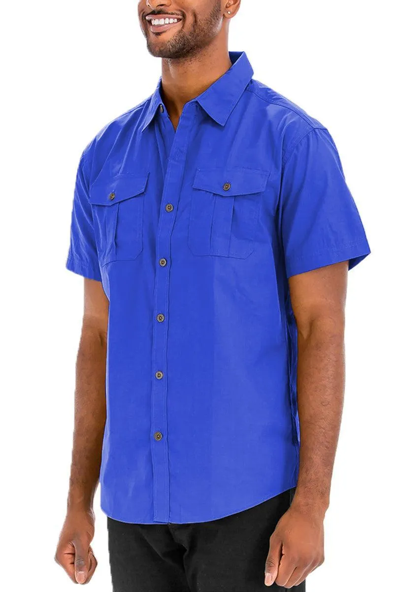 Mens Royal Blue Two Pocket Button Down Shirt