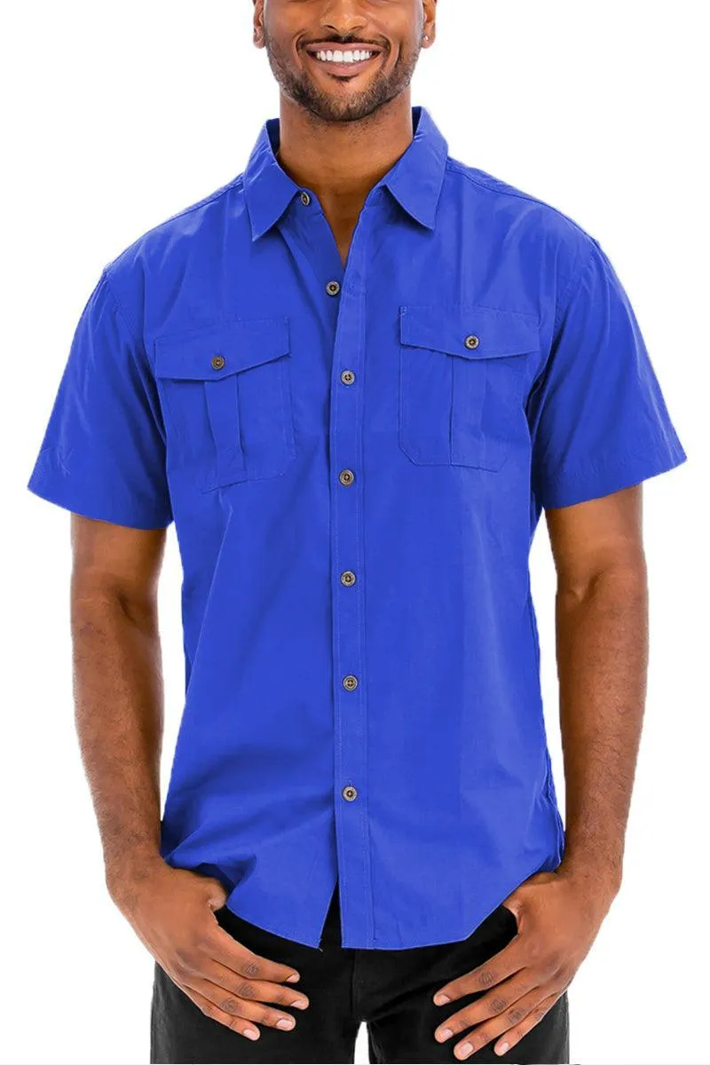 Mens Royal Blue Two Pocket Button Down Shirt