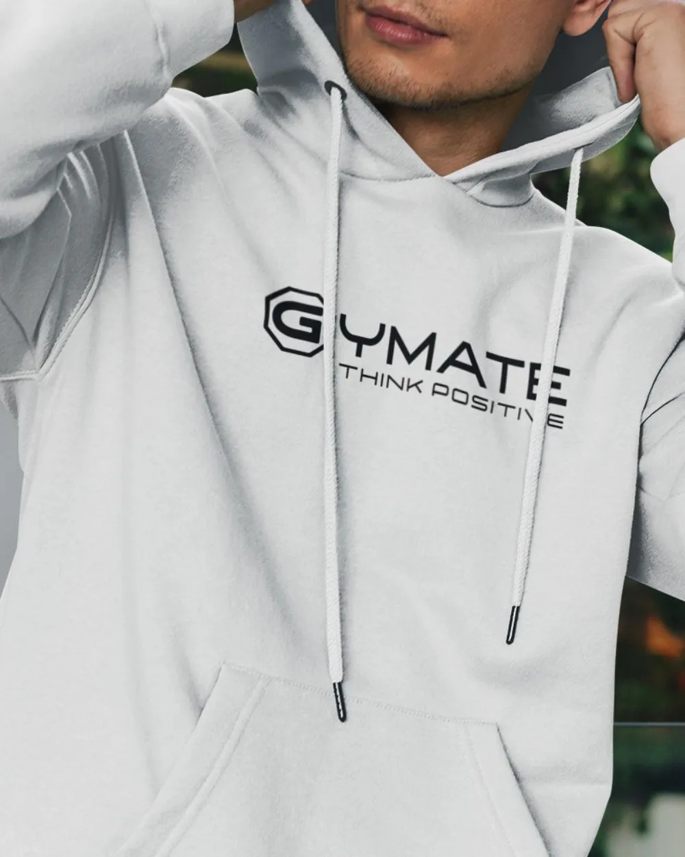 Mens White Hoodies Centre logo 'Think Positive' [white]