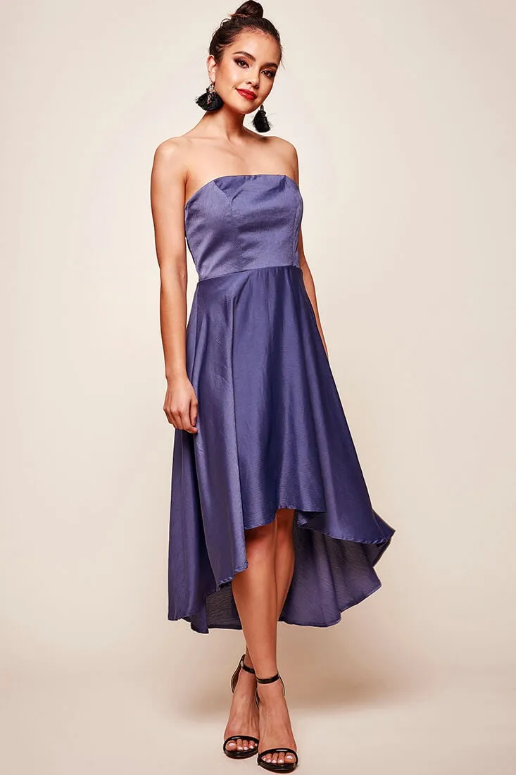 Mia Strapless A-Line Midi Dress Midnight Blue