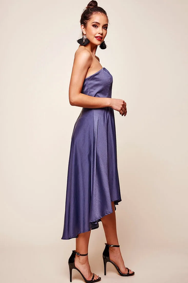 Mia Strapless A-Line Midi Dress Midnight Blue