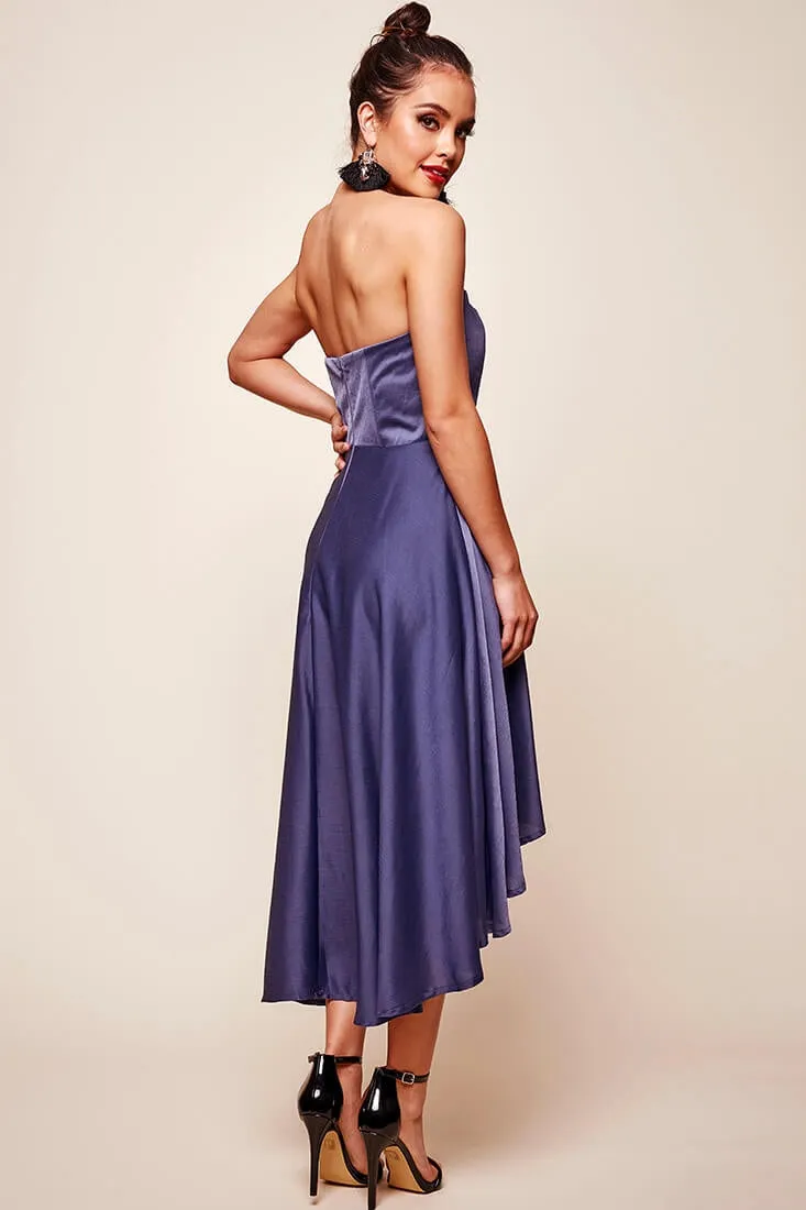 Mia Strapless A-Line Midi Dress Midnight Blue