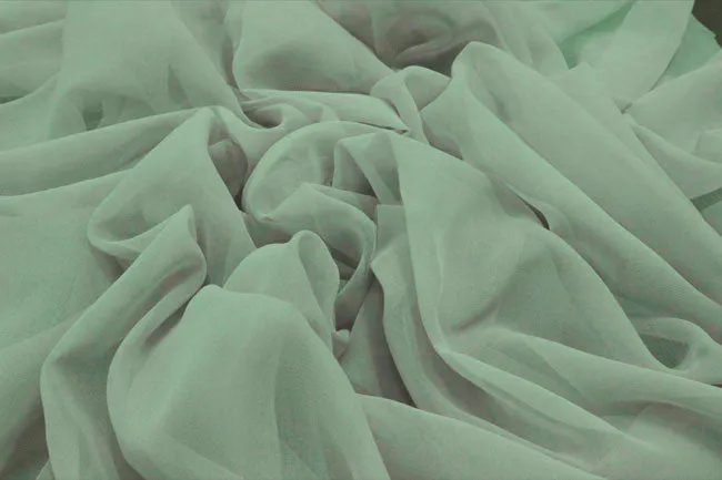 Mint Green silk chiffon fabric 44 inch wide~flat finish