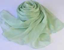 Mint Green silk chiffon fabric 44 inch wide~flat finish