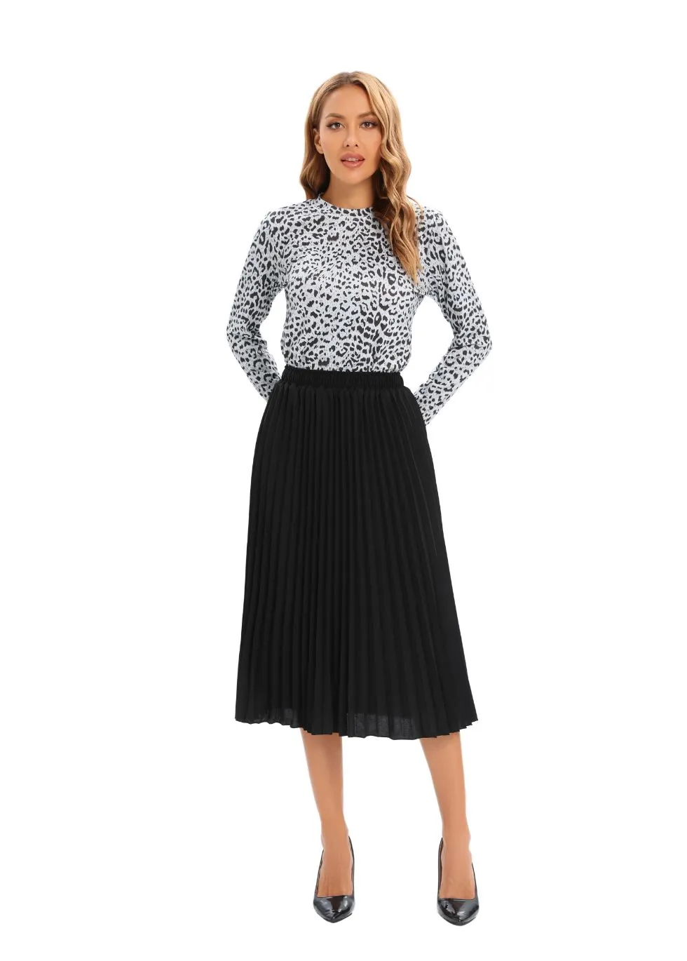 Noir Midi Pleated Skirt