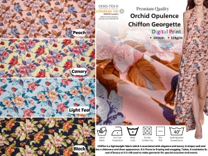 Orchid Opulence Chiffon Georgette Digital Print Fabric - #168