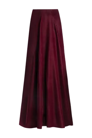 Persica Maxi Velvet Skirt - Burgundy by Rosewater House