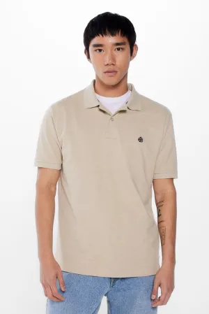 Piqué patterned polo shirt - Blue / Camel