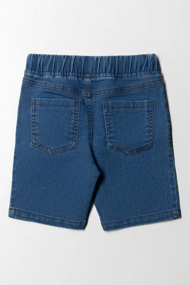 Pull On Denim Shorts Blue