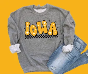 Retro Black & Gold Star Iowa Grey Sweatshirt