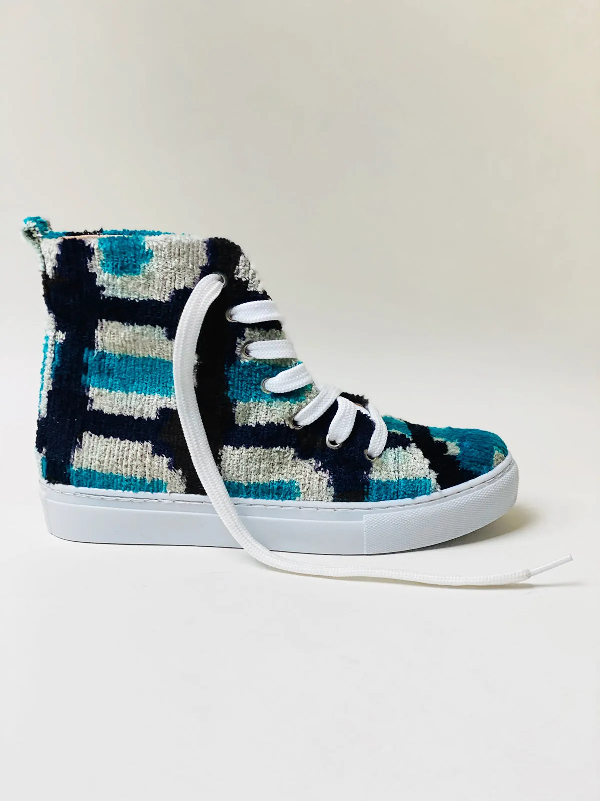 Silk Velvet Turquoise High Tops