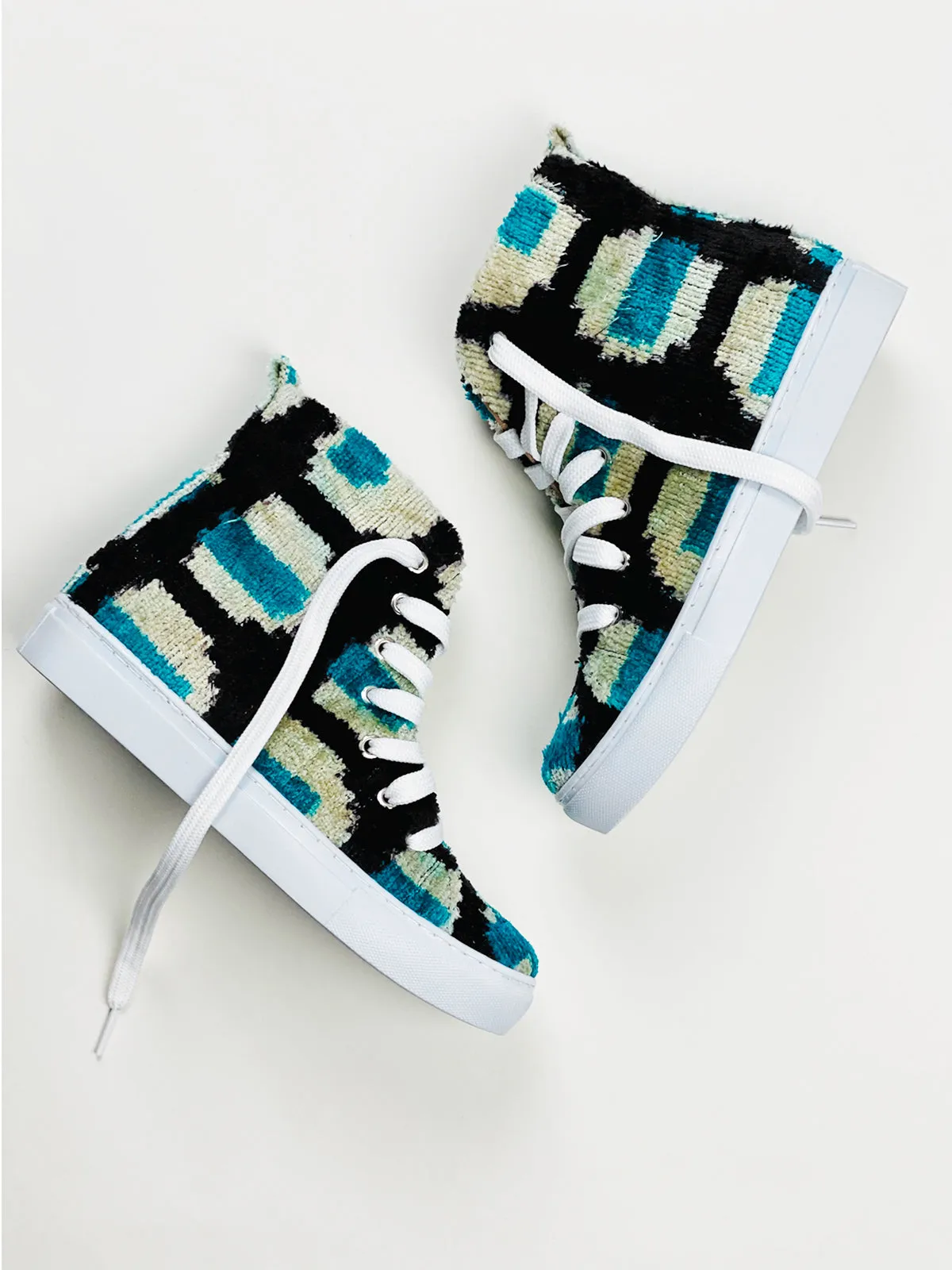 Silk Velvet Turquoise High Tops