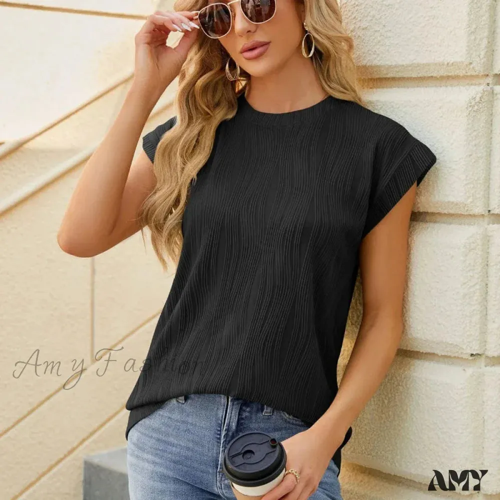 Solid Casual Loose Vintage Oversized Elegant Female Summer Tops Blouses