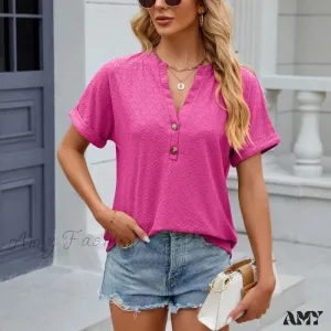 Solid Color Loose Fashion Summer Elegant Luxury V-Neck Female Top Blouses