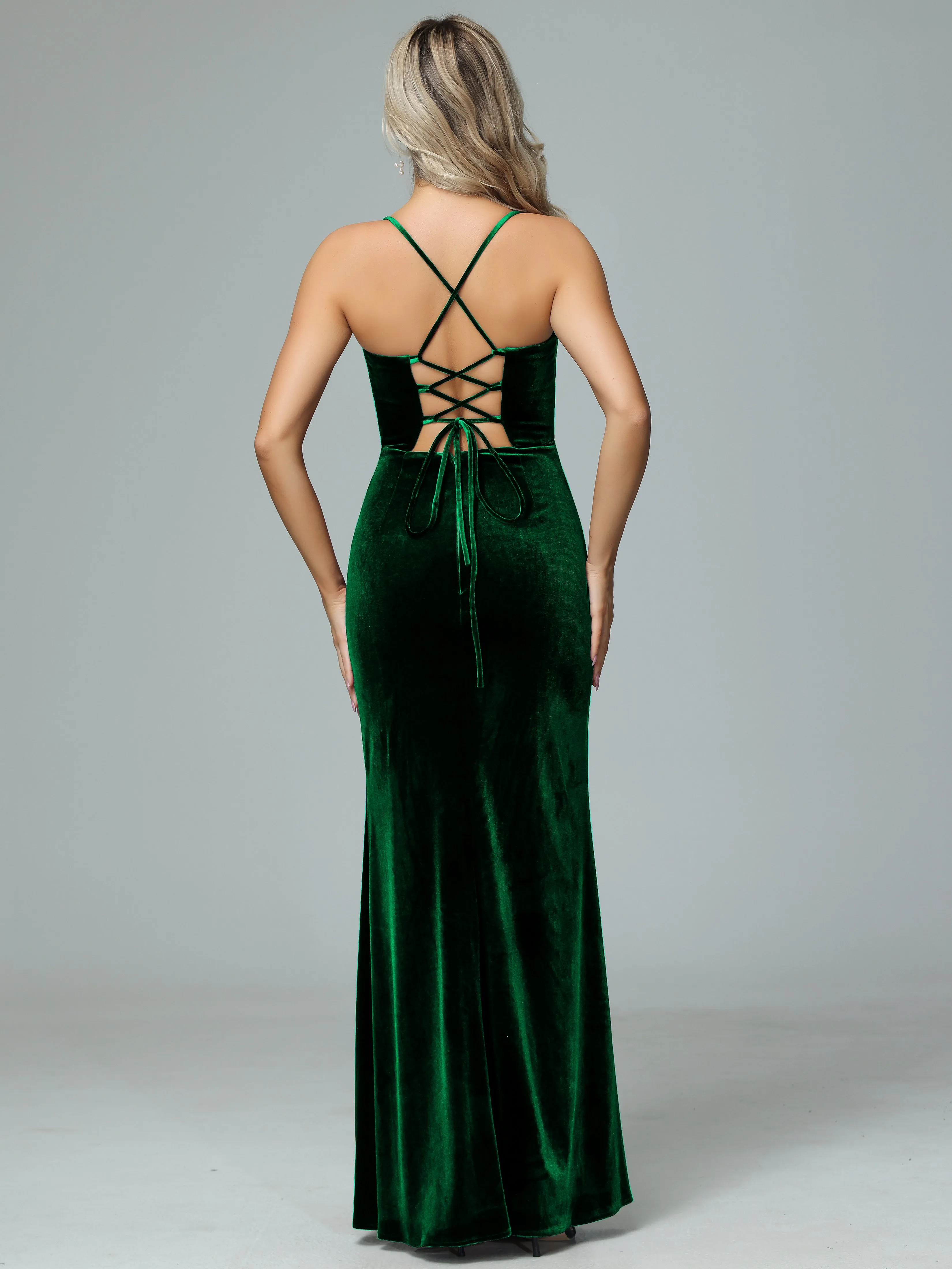 Spaghetti Straps A-line Velvet Winter Bridesmaid Dresses