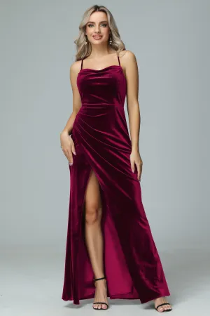 Spaghetti Straps A-line Velvet Winter Bridesmaid Dresses