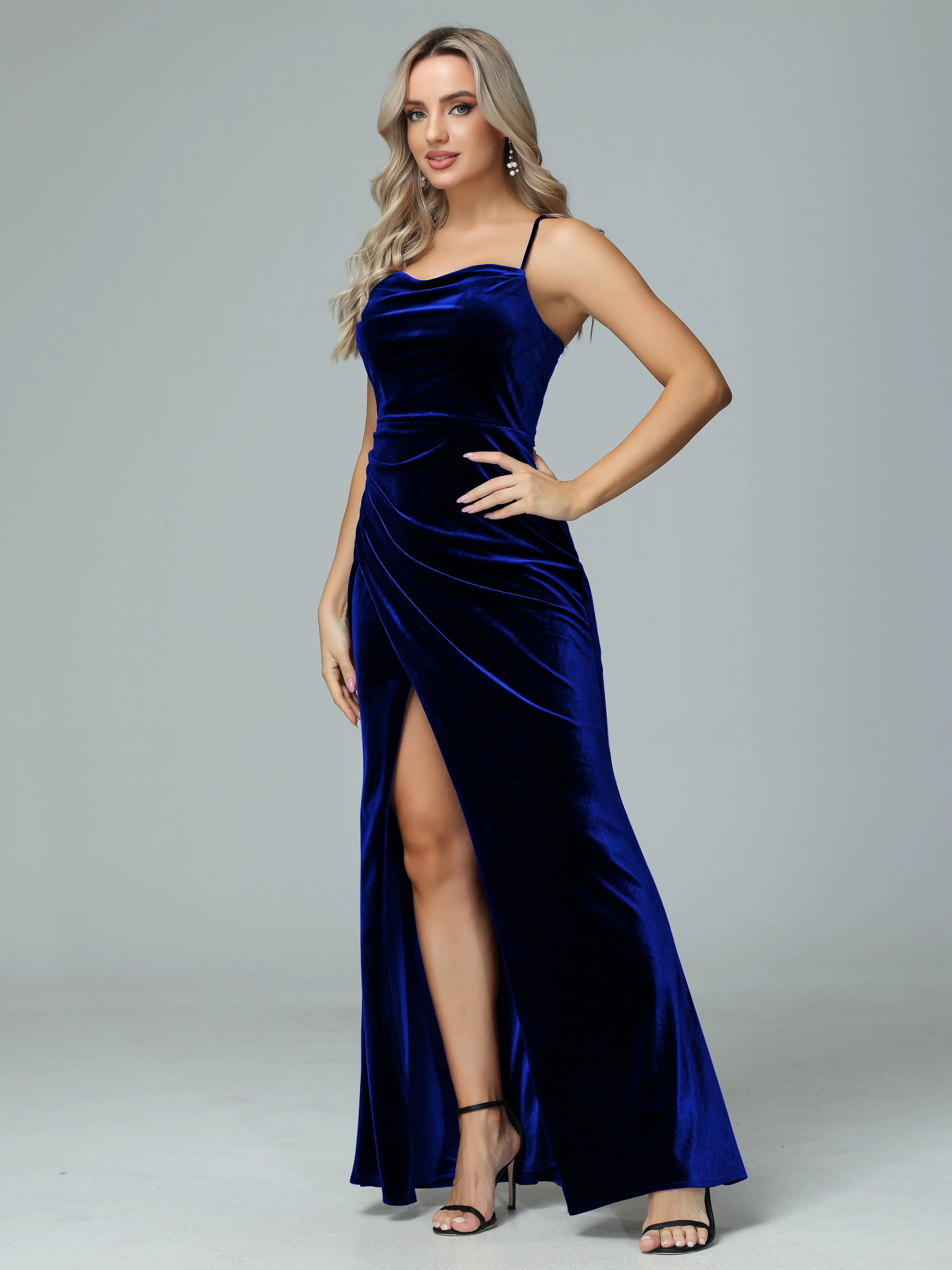 Spaghetti Straps A-line Velvet Winter Bridesmaid Dresses