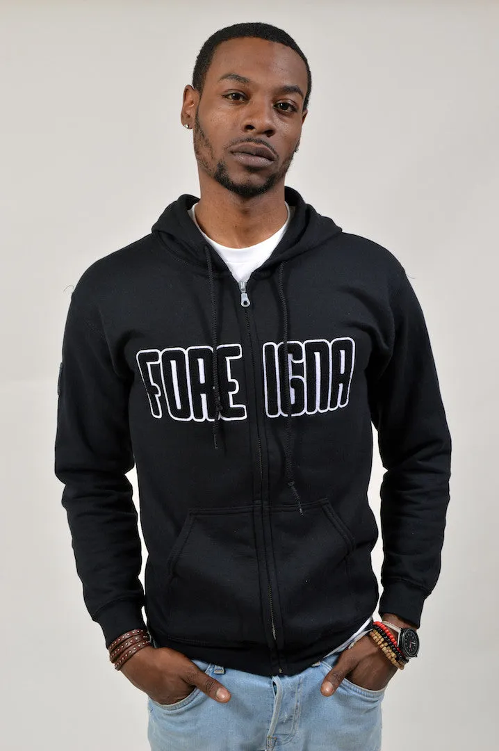 Streetwear Zipper Graphic Hoodies - Black