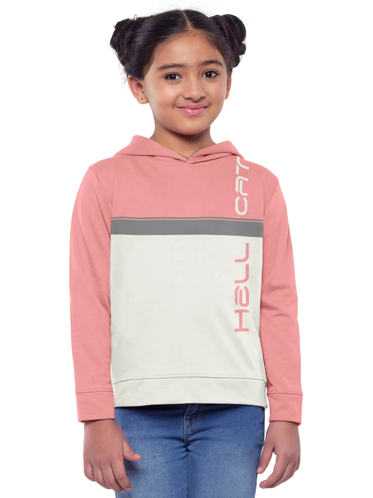 Trendy Printed Full Sleeve / Long Sleeve Hooded Sweatshirt for Girls - Pack of 2