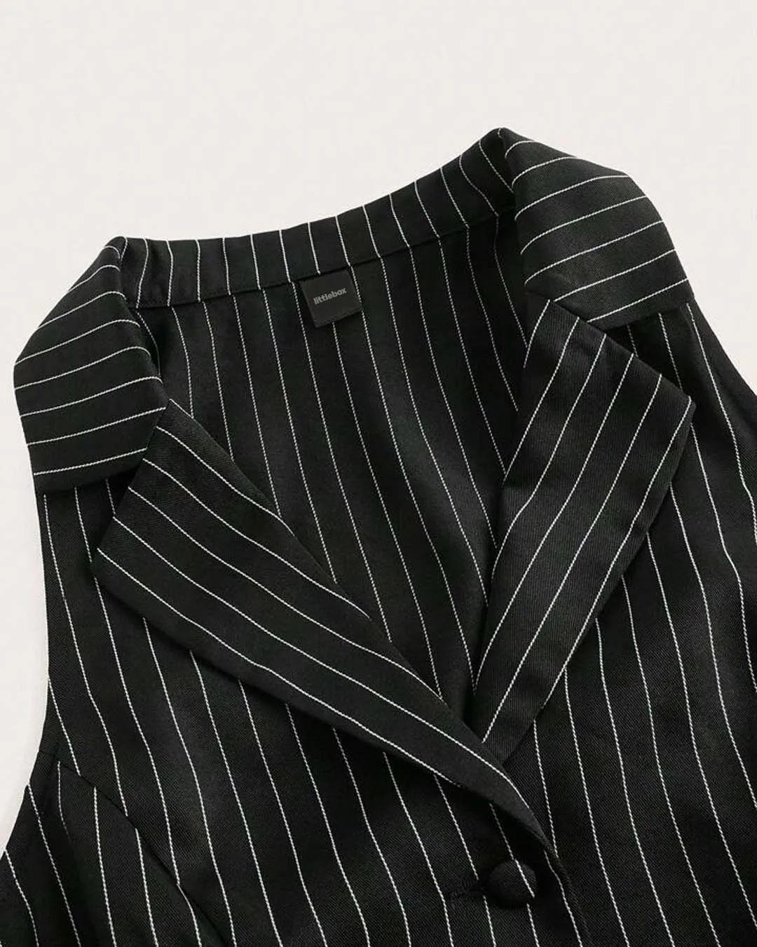 Two Piece Set Of Qutie Vertical Striped Waistcoat & Pleated Skirt