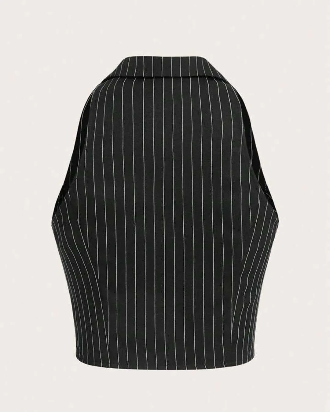 Two Piece Set Of Qutie Vertical Striped Waistcoat & Pleated Skirt