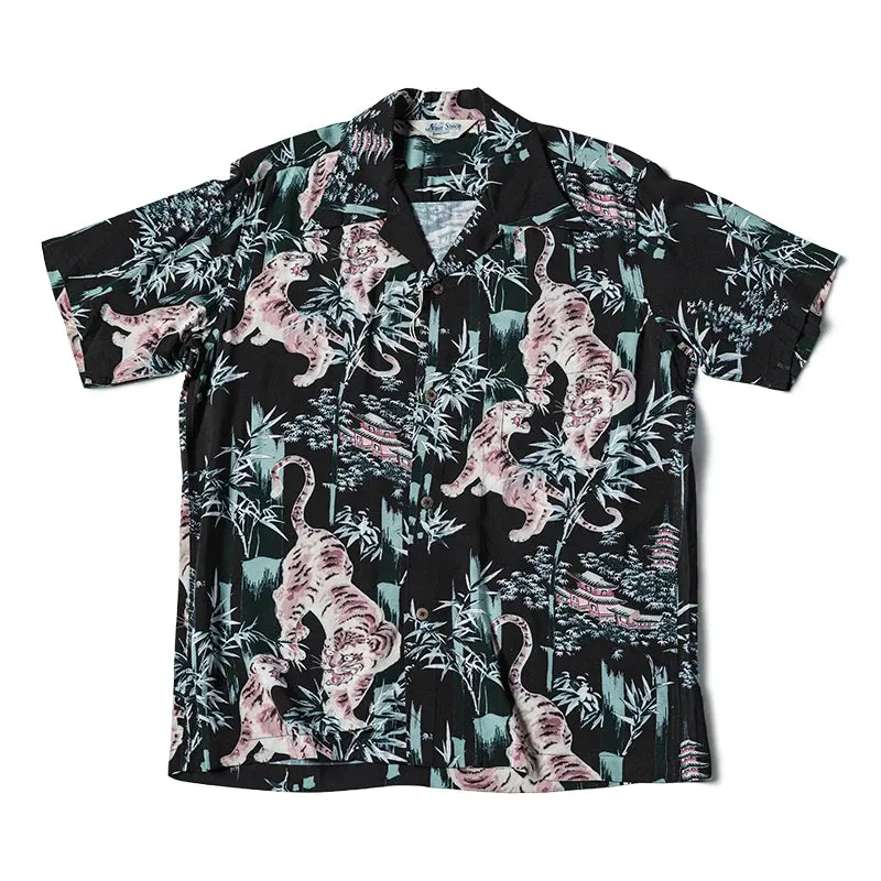 Ukiyo-e Animals Print Cuban Collar Shirt - Men's Tropical Shirts