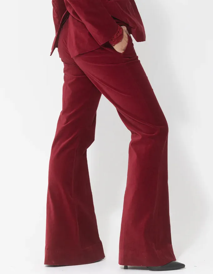 Velvet Bootleg Pant Ruby