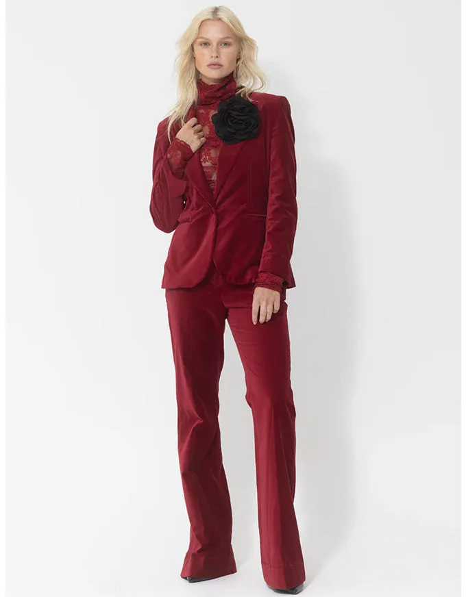 Velvet Bootleg Pant Ruby