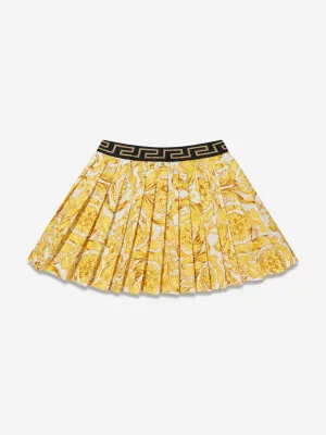 Versace Baby Girls Barocco Pleated Skirt in Gold