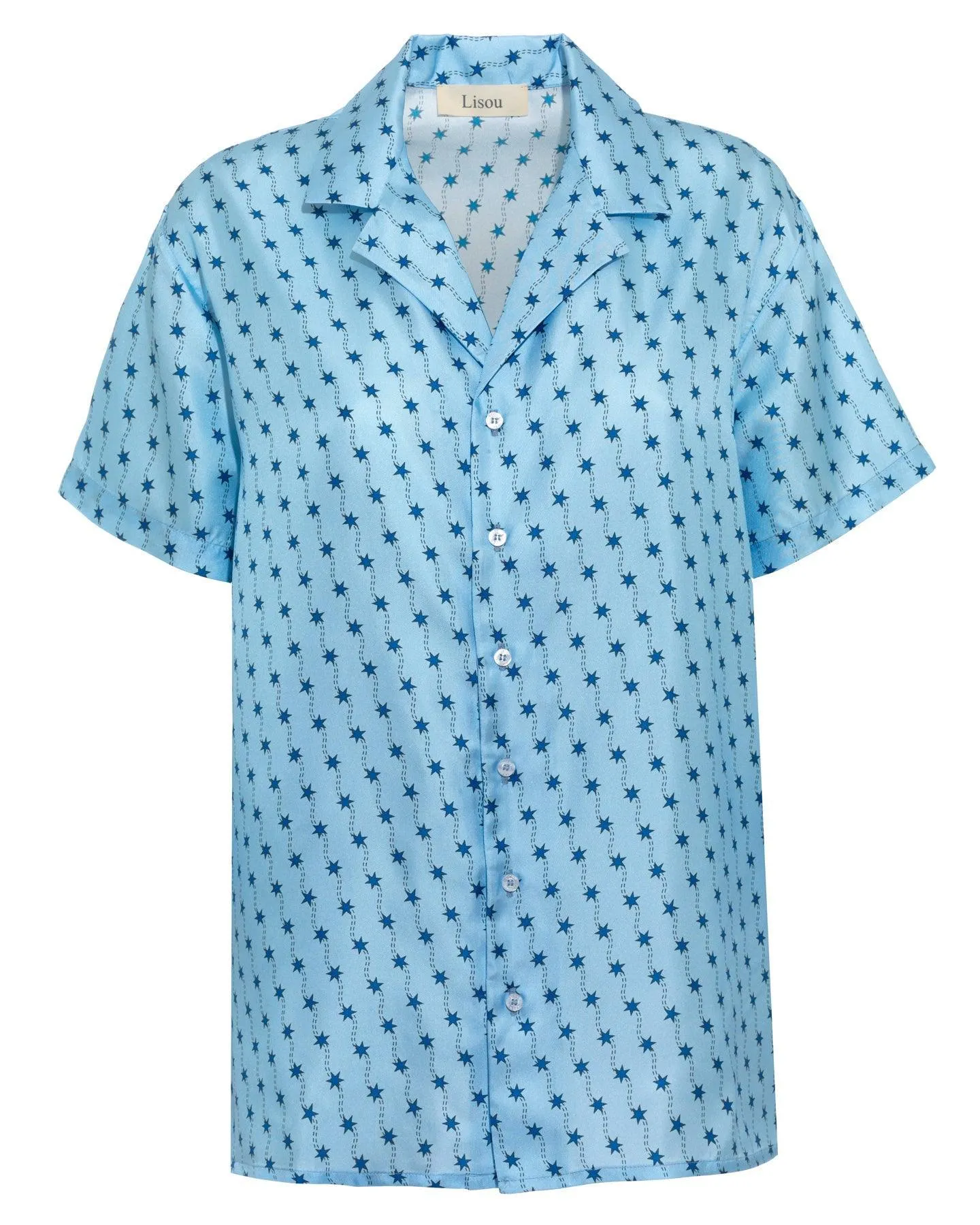 Victoire Silk Blue shooting Star Print Shirt