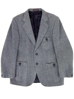 Vintage Slate Grey Herringbone Tweed Jacket