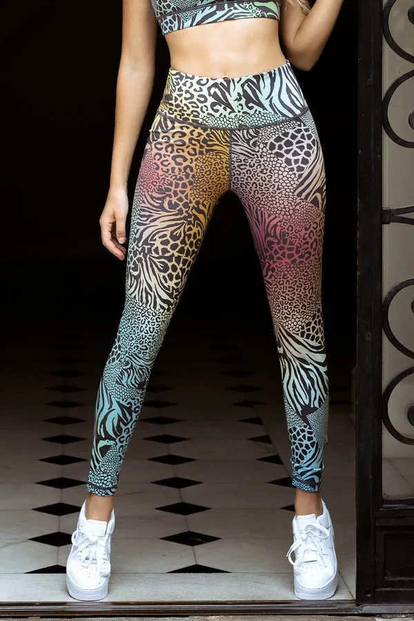 Wild Animal Print Tie-Dye Leggings