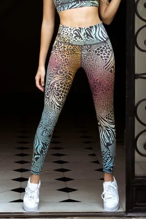 Wild Animal Print Tie-Dye Leggings