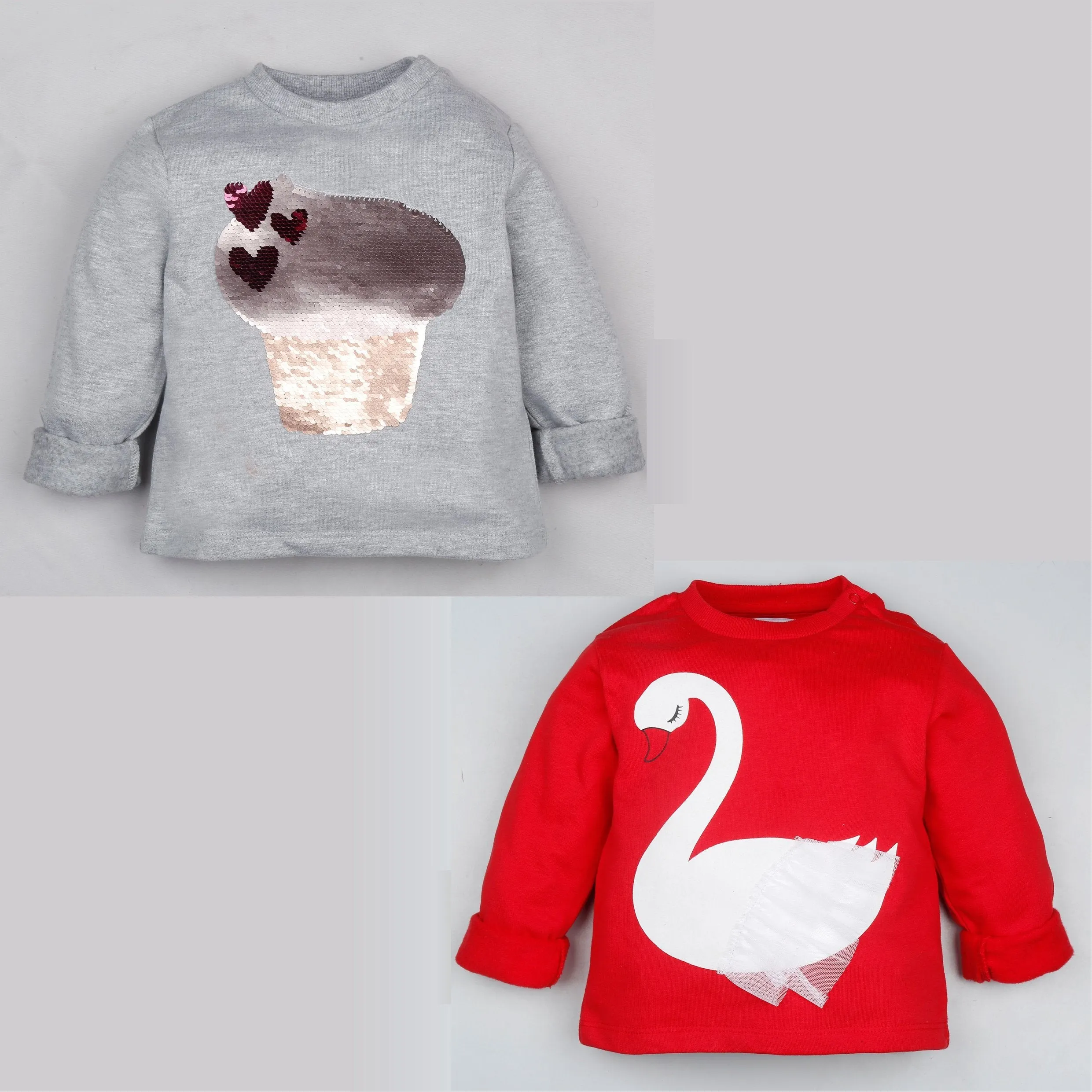 Winter Sweatshirt Combo - Swan and Cupcake